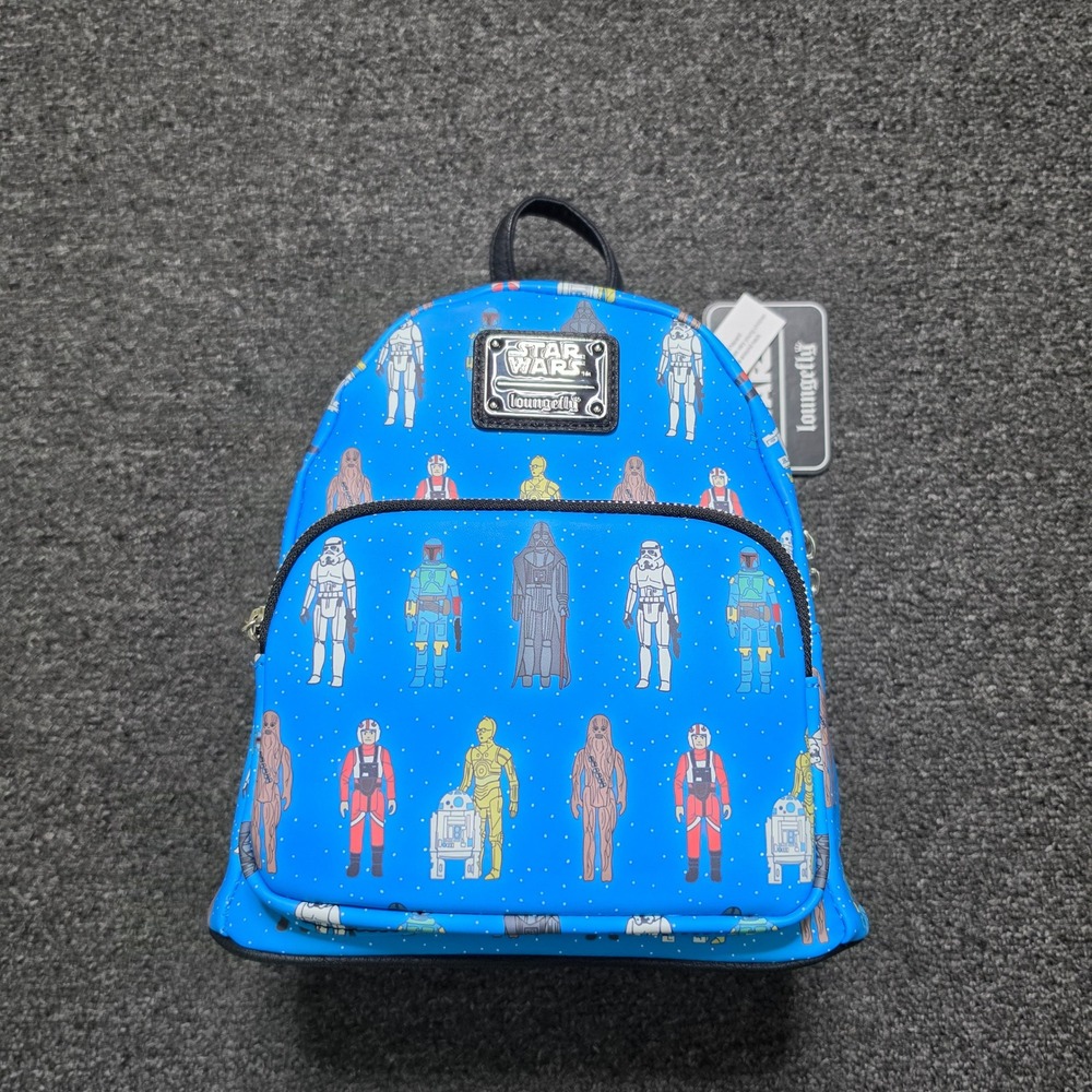 Loungefly Star Wars Action Figures Mini Backpack Blue Unisex Character Print NEW